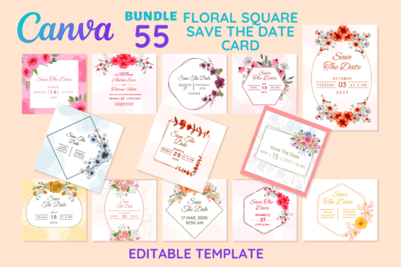 Download 55 Floral Square Save the Date Card - Card Collection